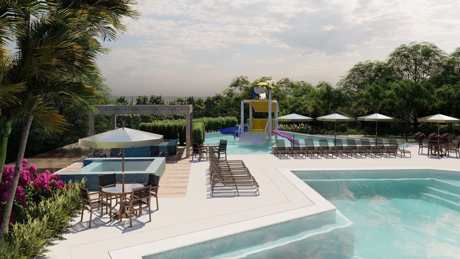 Modernização na área das piscinas externas