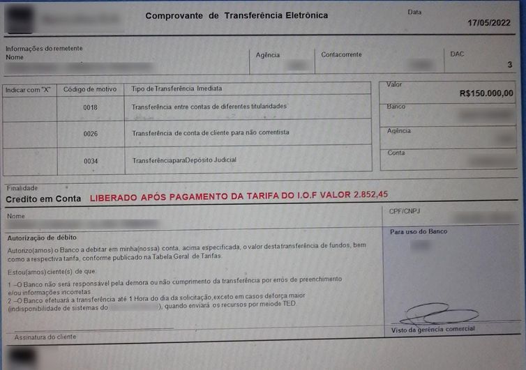 Boleto usado no golpe condiciona transferência de empréstimo a pagamento adiantado de IOF por Pix Boleto usado no golpe condiciona transferência de empréstimo a pagamento adiantado de IOF por Pix