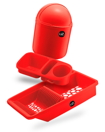 Kit Cozinha Bonita da Hora Digital, com entrega para todo estado Lixeira, escorredor de louças e porta esponja e detergente da Hora Digital