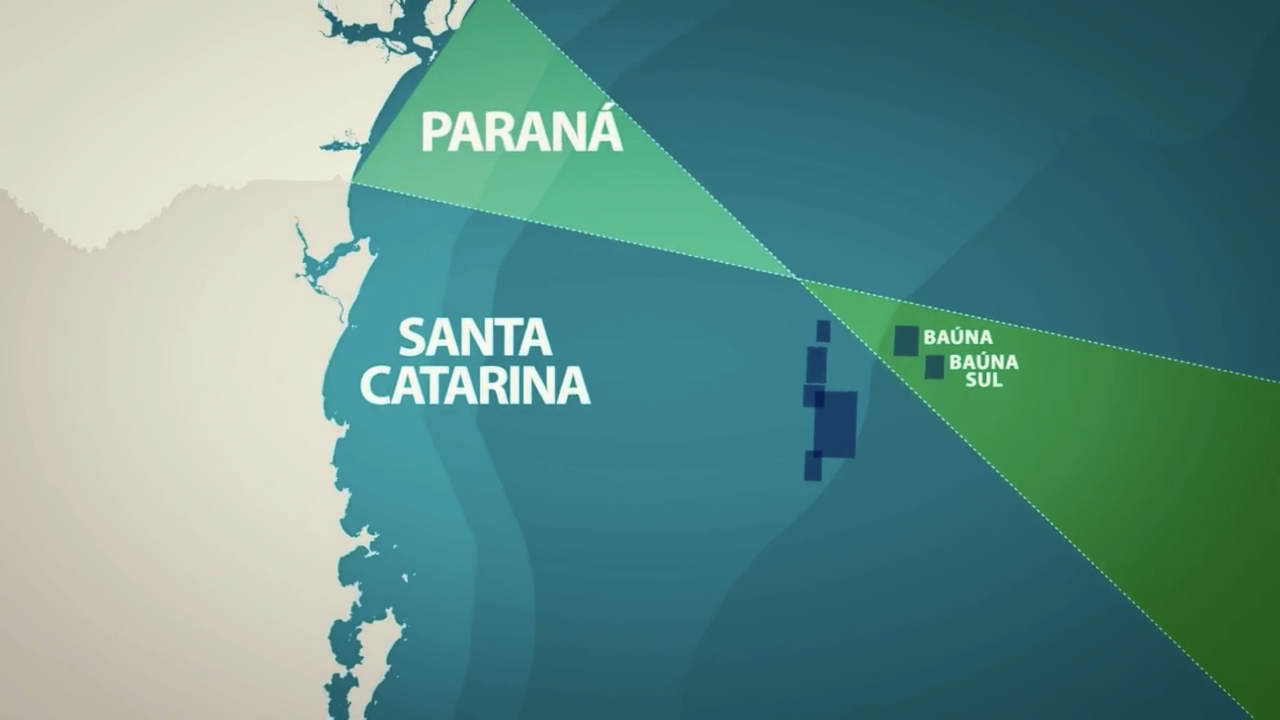 Triângulo verde à direita indica projeção de área comum dos três estados Imagem