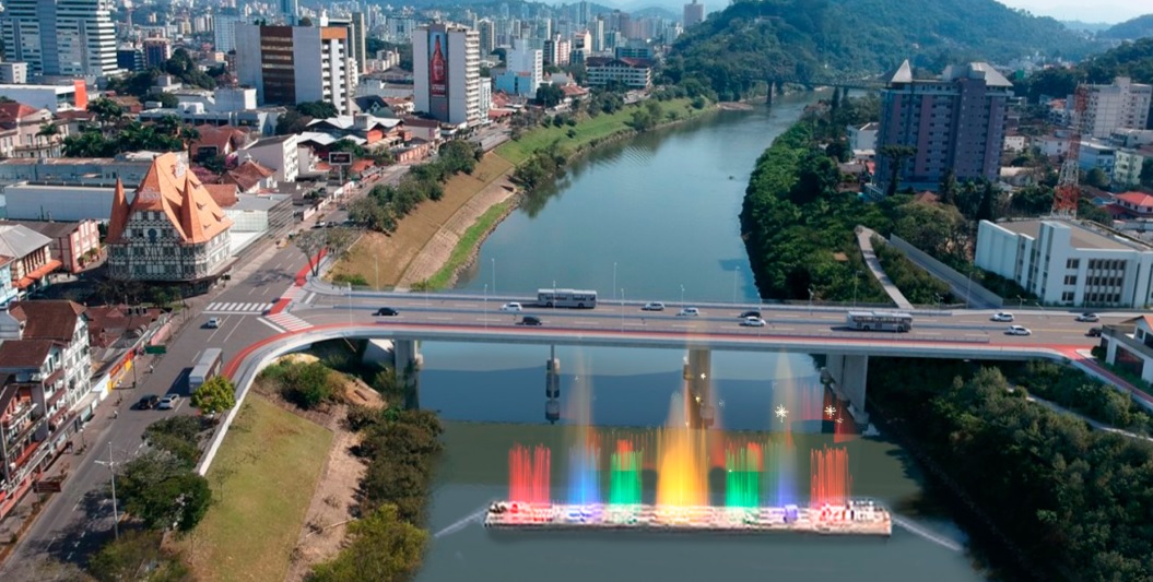 Show com luzes em balsa no Rio Itajaí Açu será uma das atrações