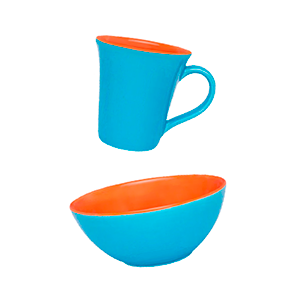 Kit Lanche Daily Laranja ou Azul da Hora Digital, com entrega para todo estado Caneca e bowl azul com laranja da Hora Digital