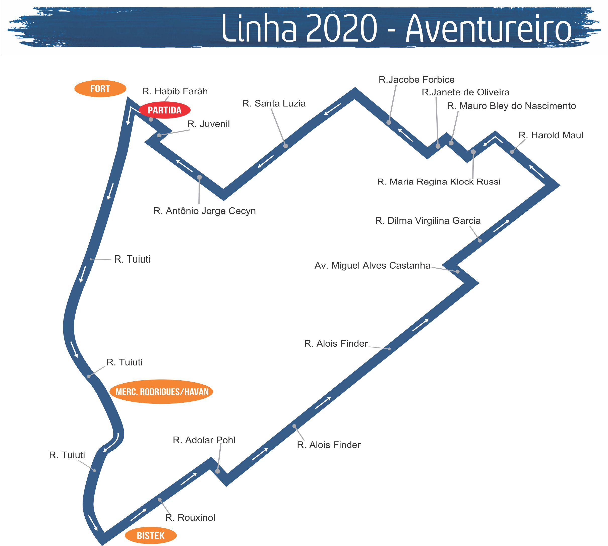 Confira o mapa da linha do Aventureiro foto mostra um mapa com a trajetória