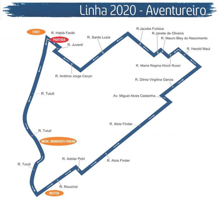 Trajeto do Vizinhança no Aventureiro Trajeto do Vizinhança no Aventureiro