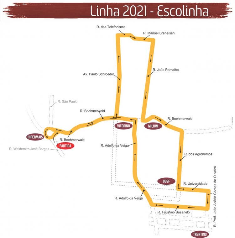 Trajeto do Vizinhança no Escolinha Trajeto do Vizinhança no Escolinha
