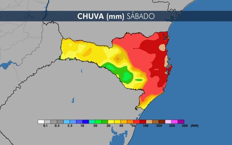 Chuva (mm) prevista para o sábado Chuva (mm) prevista para o sábado