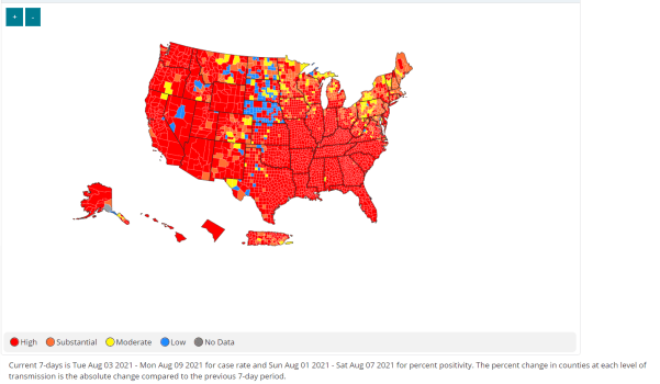 Mapa de risco dos Estados Unidos em 11/08 Mapa de risco dos Estados Unidos em 11/08