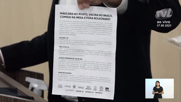 Material foi alvo de discussão na Câmara de Vereadores