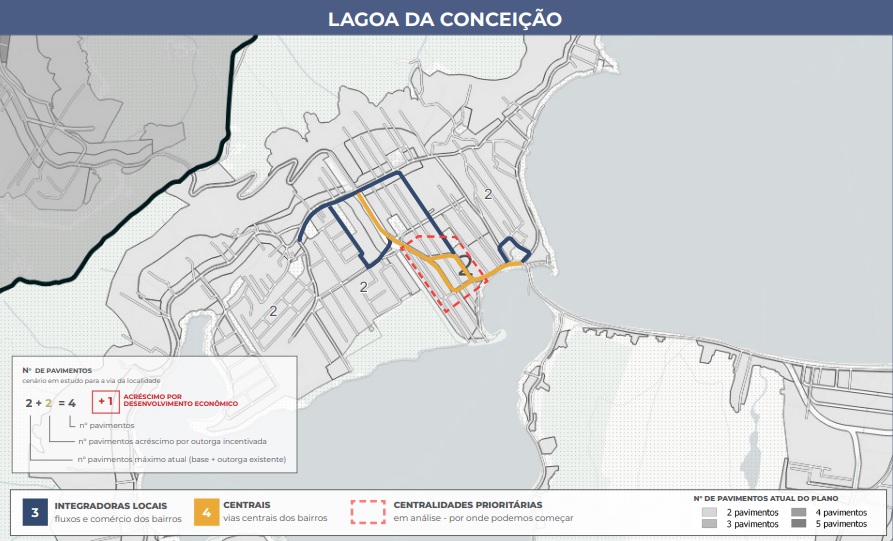 Proposta da Lagoa da Conceição mostra exemplo de área que permitiria incentivo Proposta da Lagoa da Conceição mostra exemplo de área que permitiria incentivo