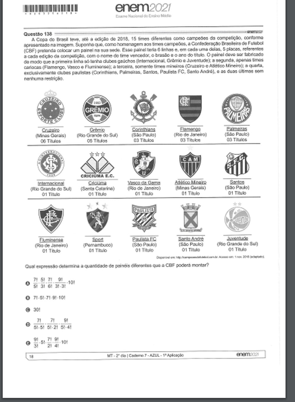 Professores pediram anulação da questão Professores pediram anulação da questão