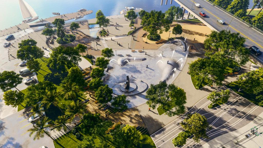 Pedestres e ciclistas terão acesso ao parque pela Rua Itajaí Pedestres e ciclistas terão acesso ao parque pela Rua Itajaí