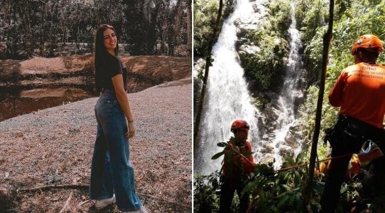 Leticia caiu na cachoeira no sábado (15), mas só teve o corpo encontrado no domingo Leticia caiu na cachoeira no sábado (15), mas só teve o corpo encontrado no domingo